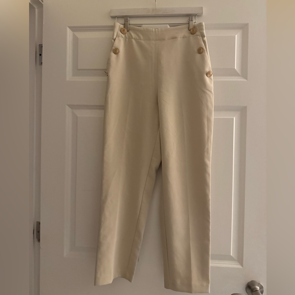 Zara straight leg pants with gold buttons